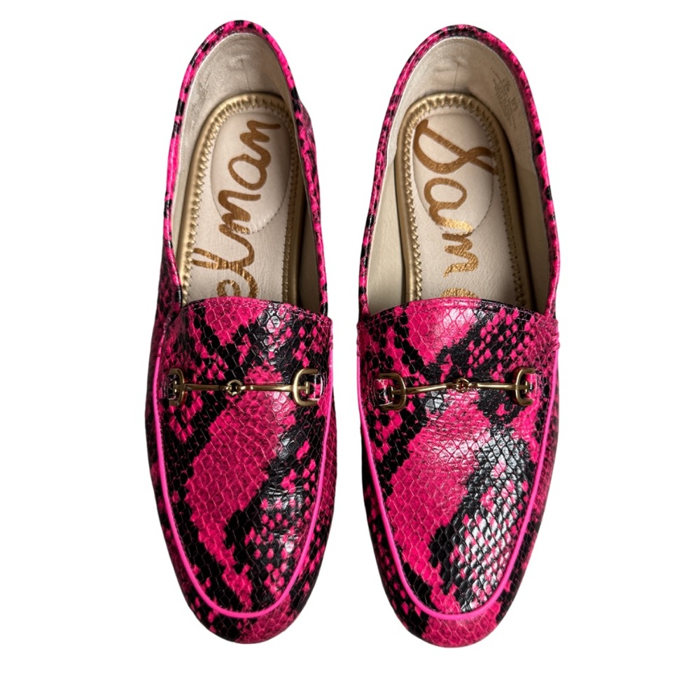 SAM EDELMAN Lorain Snakeskin Neon Pink Loafers!